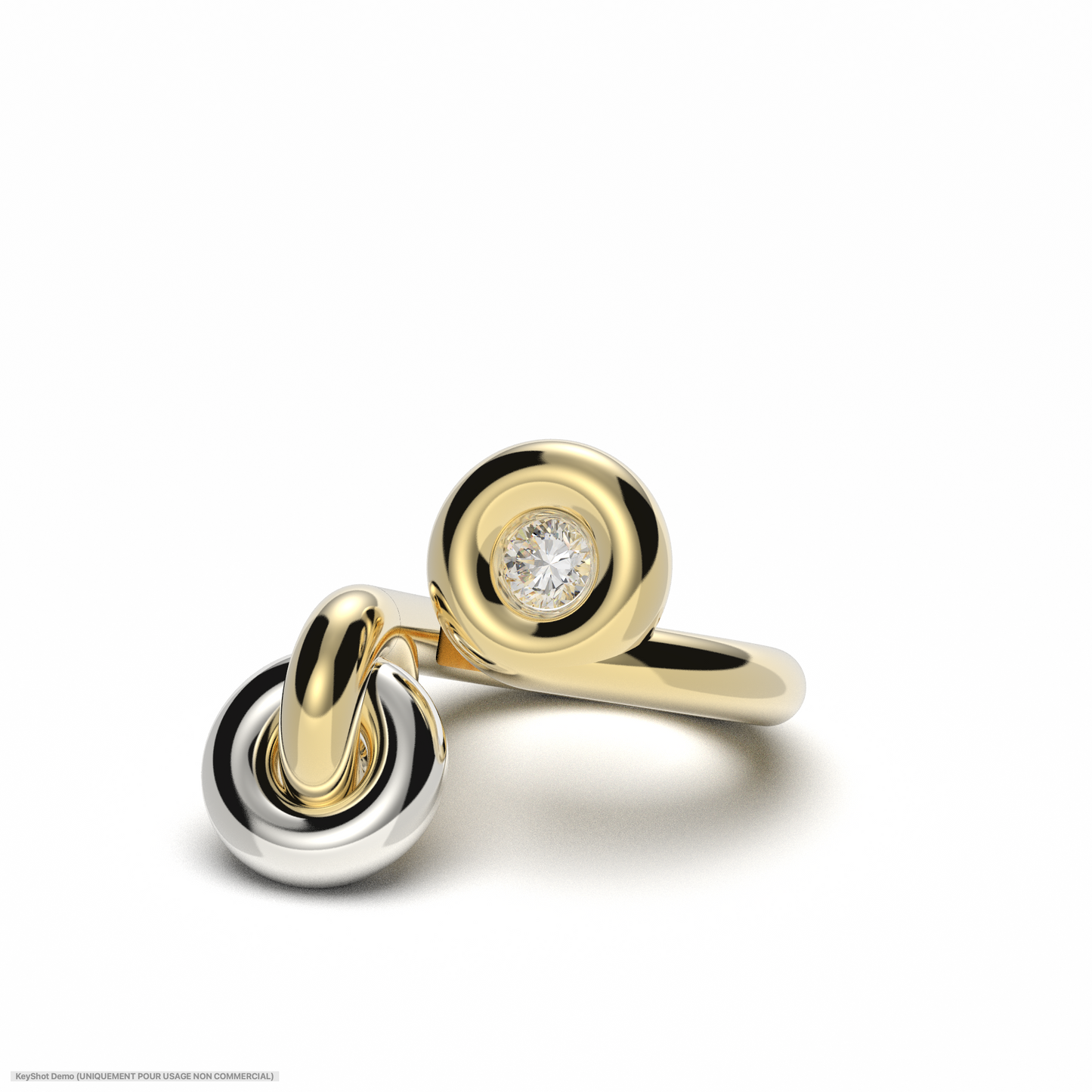 KNOT LOCK LOOP RING- BICOLOR/WHITE TOPAZ