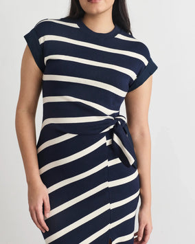 KOVI DRESS-MARITIME BLUE/CREAM WIDE STRIPE