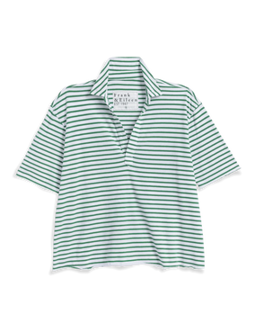 PATTY POPOVER HENLEY- GREEN STRIPE