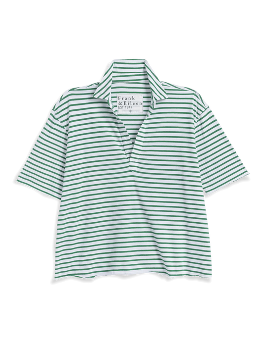 PATTY POPOVER HENLEY- GREEN STRIPE