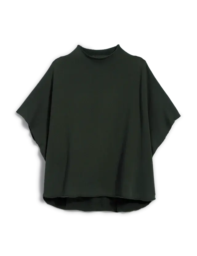 AUDREY - FUNNEL NECK CAPELET IN DARK GREEN