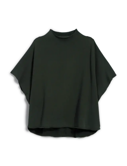 AUDREY - FUNNEL NECK CAPELET IN DARK GREEN