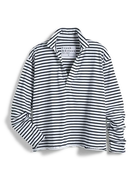 PATRICK POPOVER HENLEY - WHITE & NAVY STRIPE