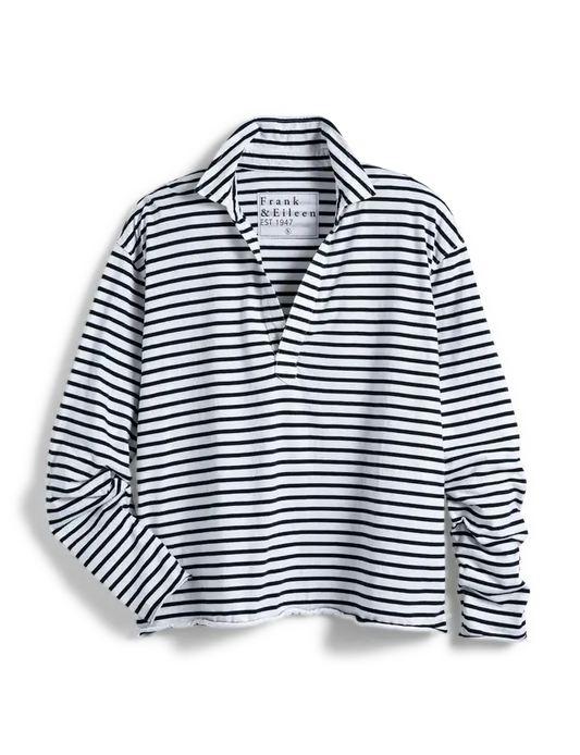 PATRICK POPOVER HENLEY - WHITE & NAVY STRIPE