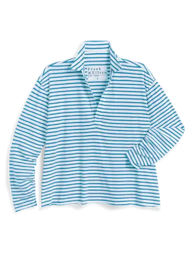 PATRICK POPOVER HENLEY IN TURQUOISE STRIPE