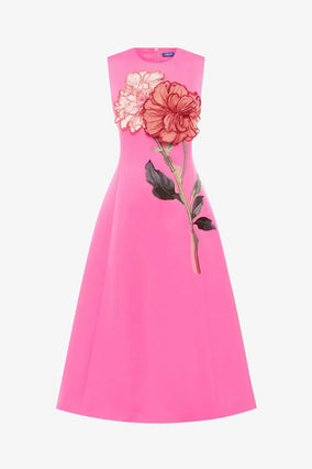 CLEO APPLIQUE SLEEVELESS MIDI DRESS