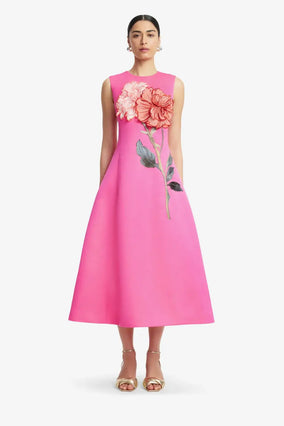 CLEO APPLIQUE SLEEVELESS MIDI DRESS