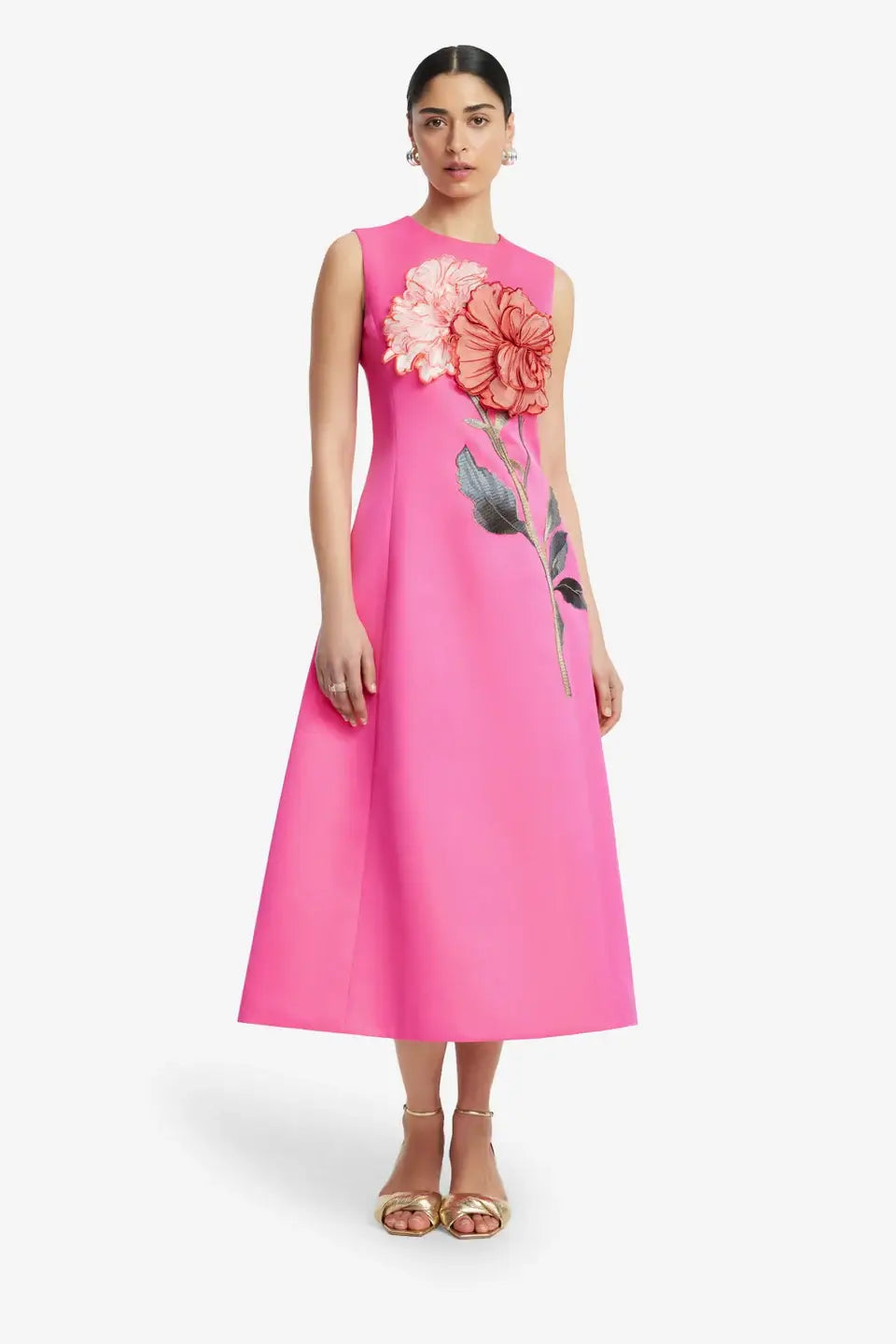 CLEO APPLIQUE SLEEVELESS MIDI DRESS