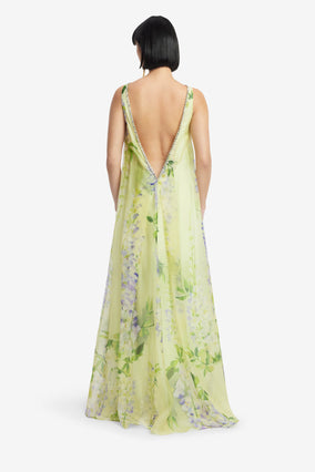 YUMEI EMBELLISHED OPEN BACK GOWN