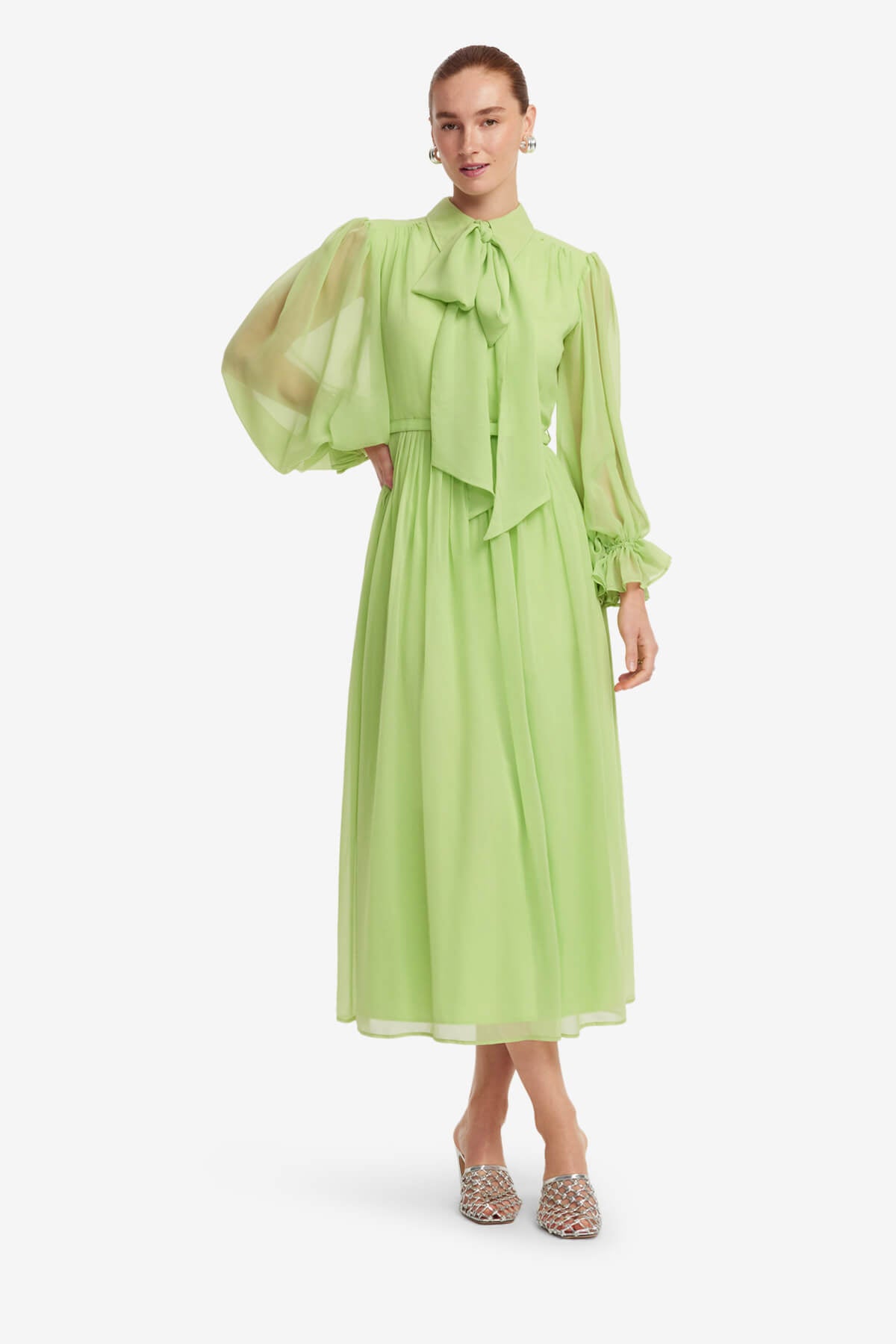 CASSIE TIE NECK MIDI DRESS