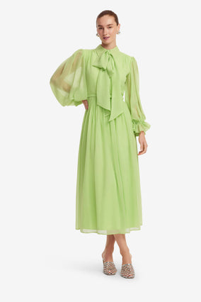 CASSIE TIE NECK MIDI DRESS