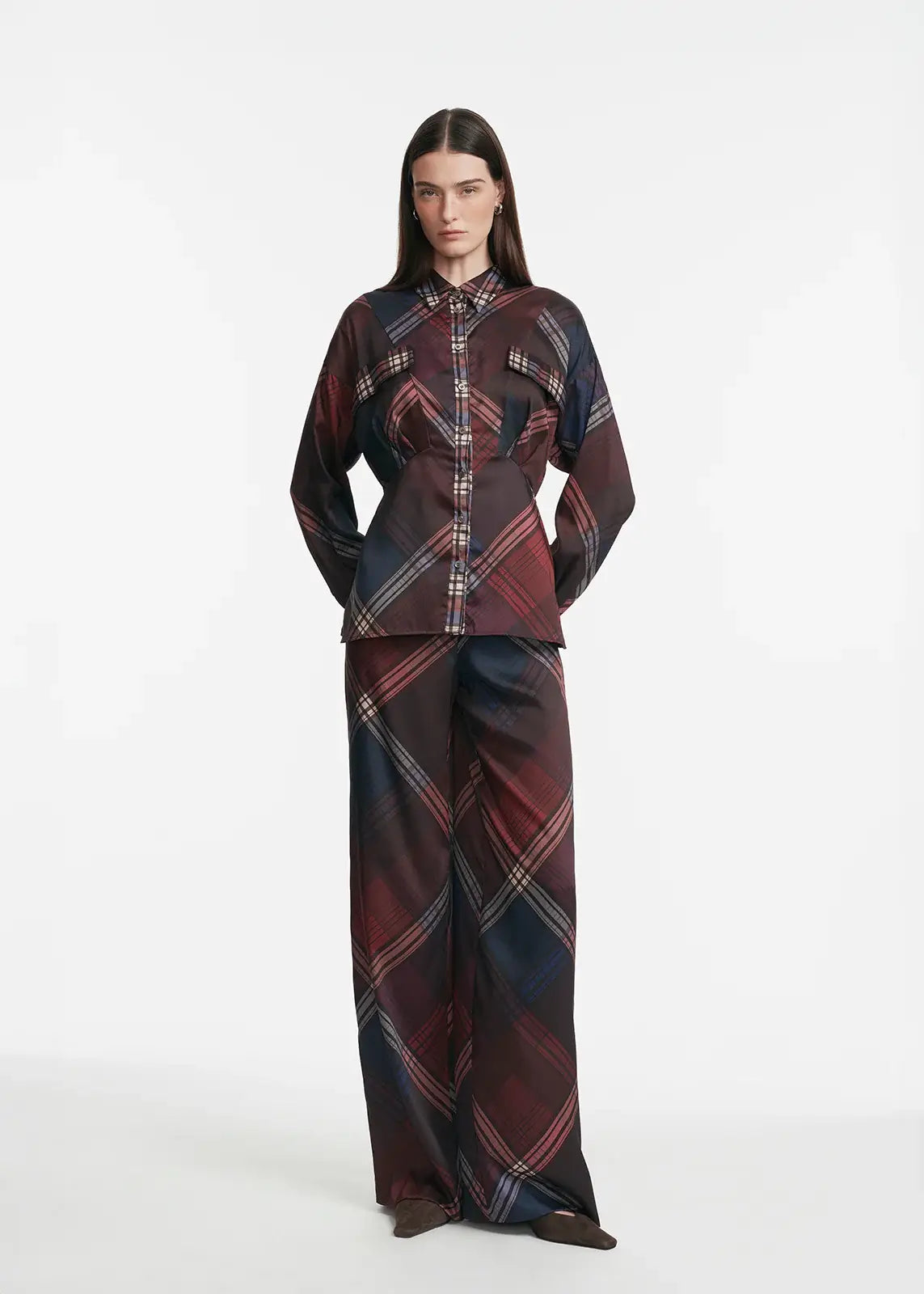 PLAID SARA SATIN PANT