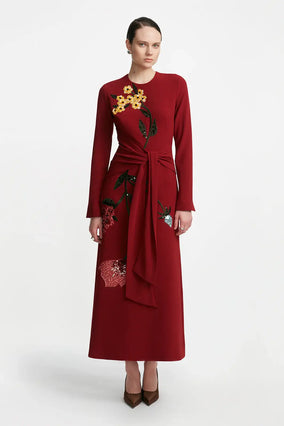 LONG SLEEVE TIE WAIST DRESS