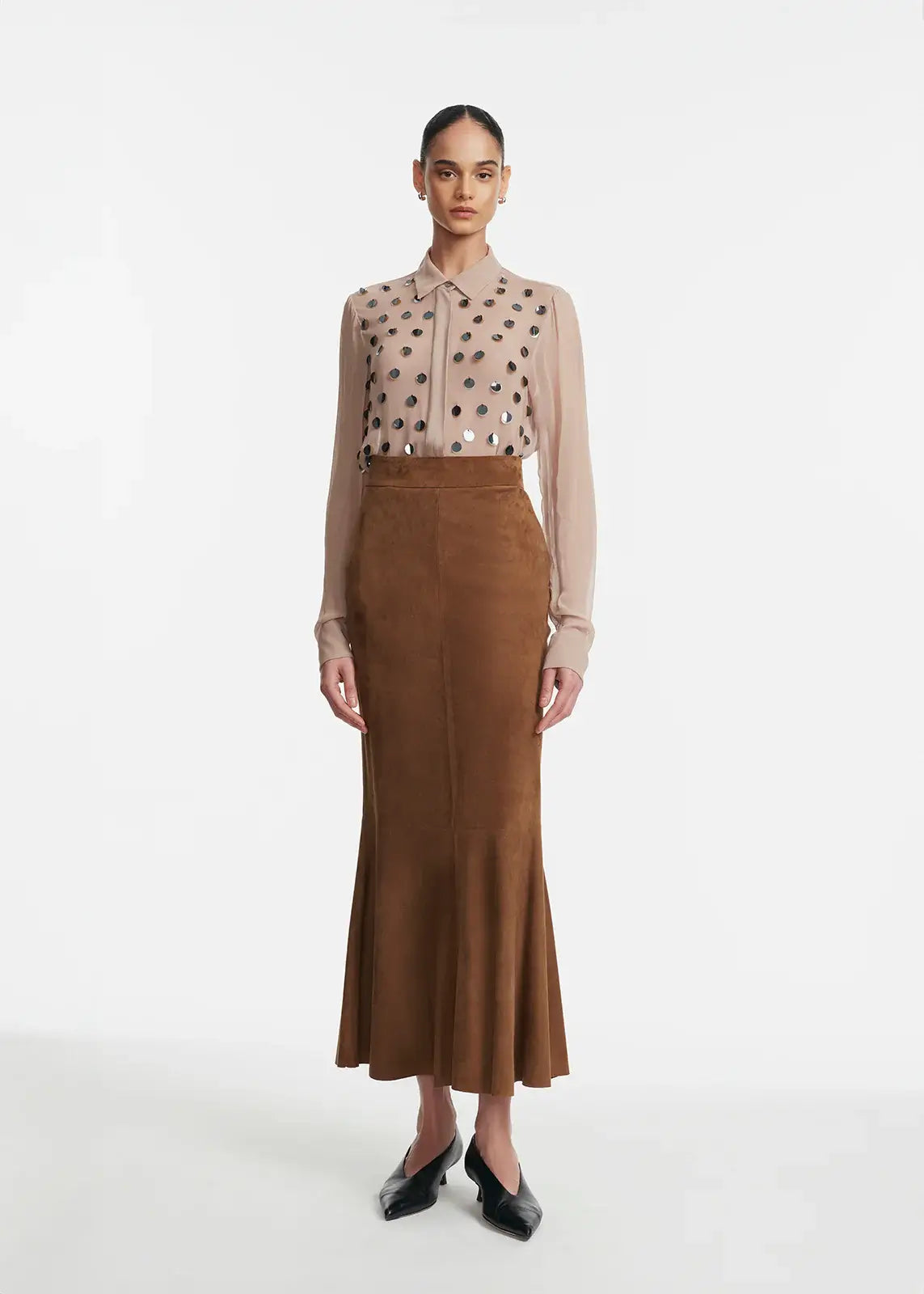 PAILLETTE EMBROIDERED GEORGETTE SHIRT