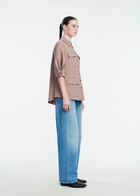 MELANGE CREPE CAMP SHIRT