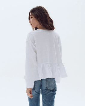 THE LONG SLEEVE RUFFLE IN TRUE WHITE