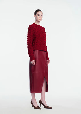 LEATHER ASYMMETRICAL PENCIL SKIRT