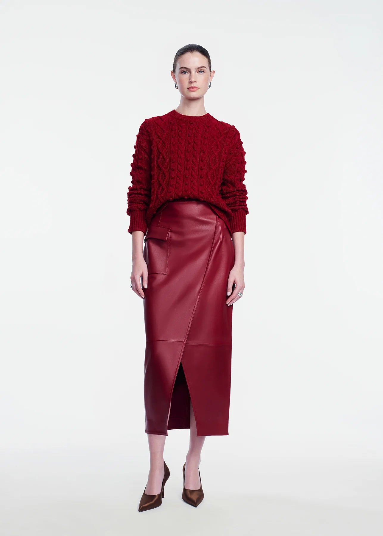 LEATHER ASYMMETRICAL PENCIL SKIRT