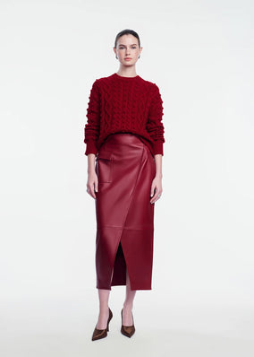 LEATHER ASYMMETRICAL PENCIL SKIRT