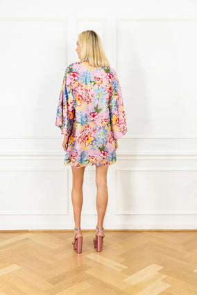 FLORAL SEQUIN MINI CAFTAN