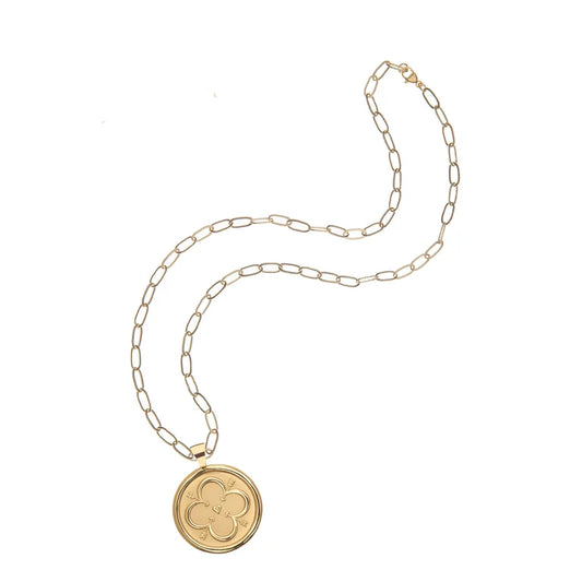 LOVE JW ORIGINAL PENDANT COIN ON 18" DRAWN LINK CHAIN