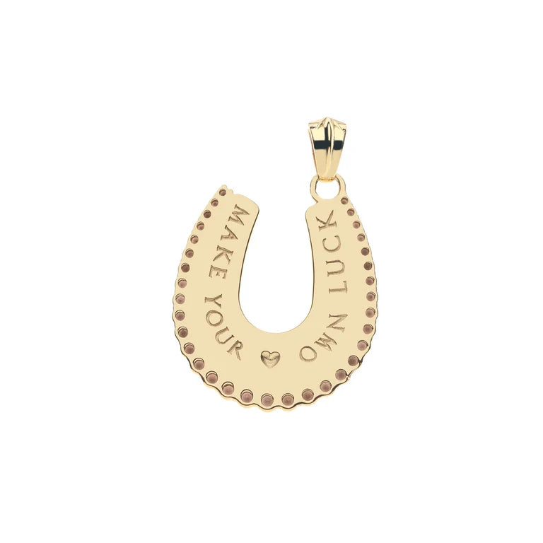 FEELING LUCKY MOTHER OF PEARL HORSESHOE PENDANT ON 16-18" CLASSIC ROLO CHAIN