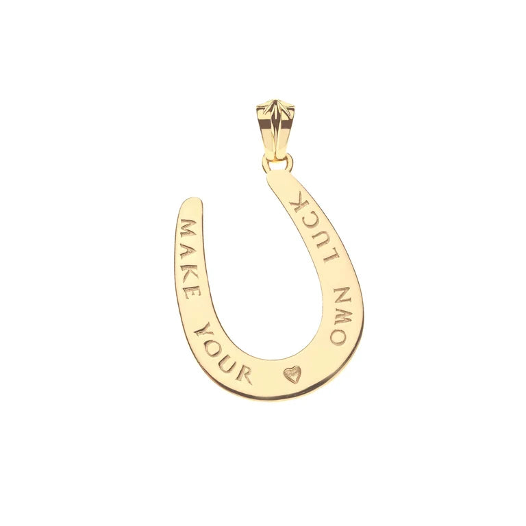 LUCKY STARRY HORSESHOE PENDANT ON 16-18" CLASSIC ROLO CHAIN