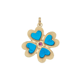 LUCKY IN LOVE CLOVER PENDANT IN TURQUOISE