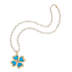 LUCKY IN LOVE CLOVER PENDANT IN TURQUOISE