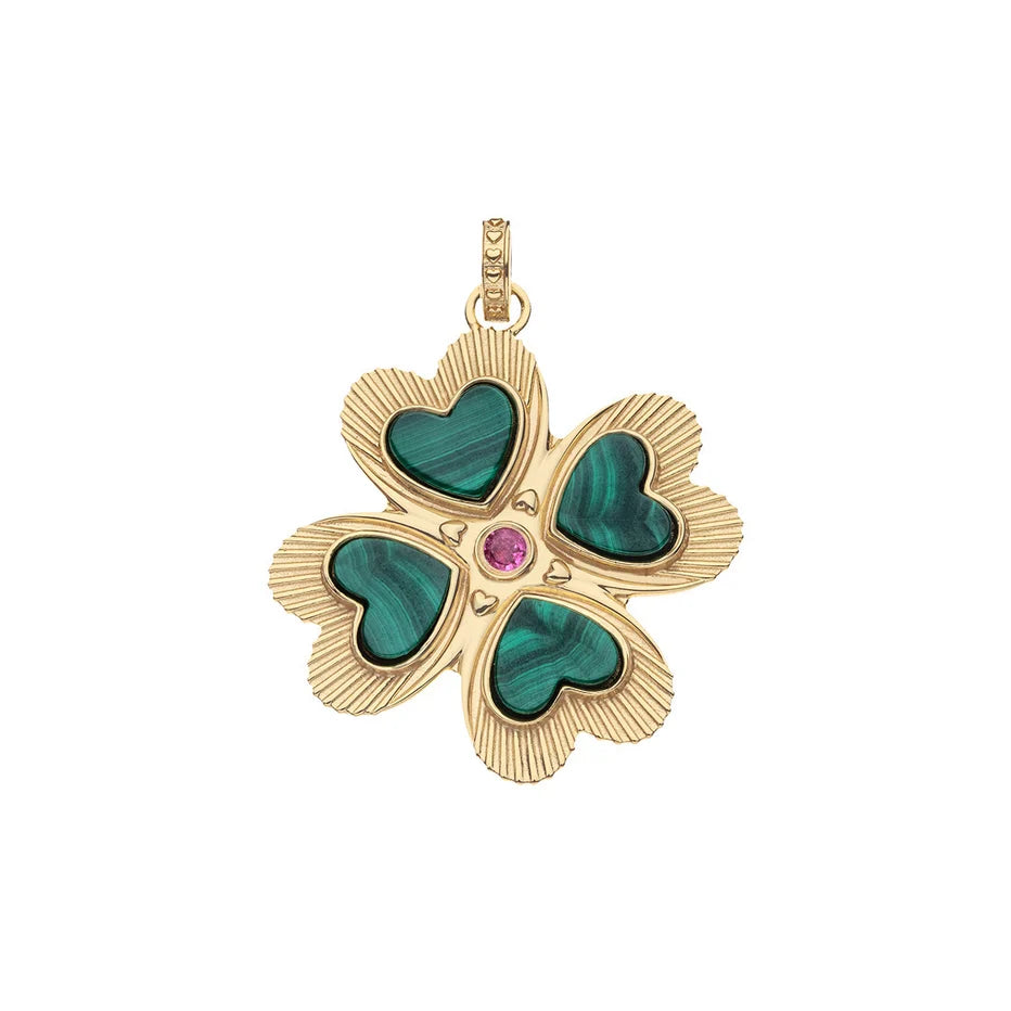 LUCKY IN LOVE CLOVER PENDANT IN MALACHITE