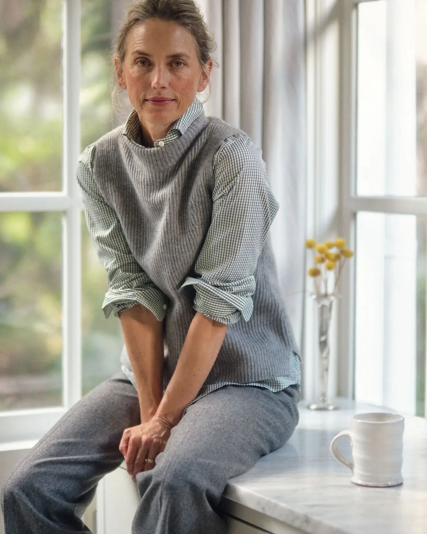 HENRIETTE VEST- MID HEATHER GREY CASHMERE