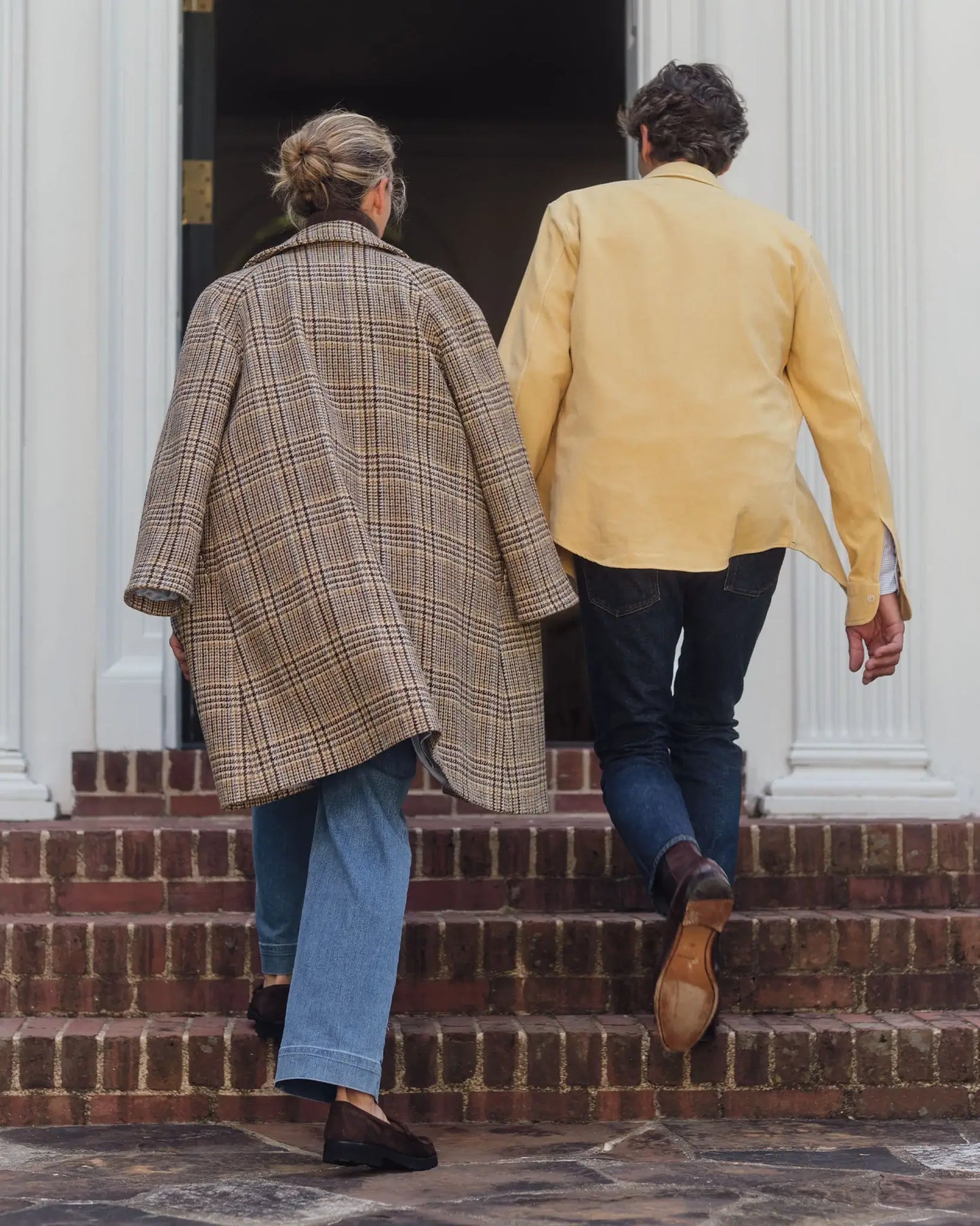 BALMACAAN COAT- BROWN/SKY GLEN PLAID TWEED