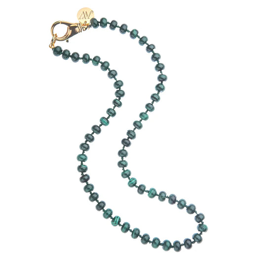 GUMDROP BEADED NECKLACE IN MALACHITE 16"