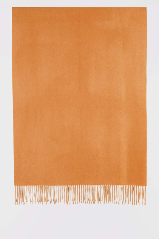 NATASHA WOVEN CASHMERE SCARF- DARK CAMEL