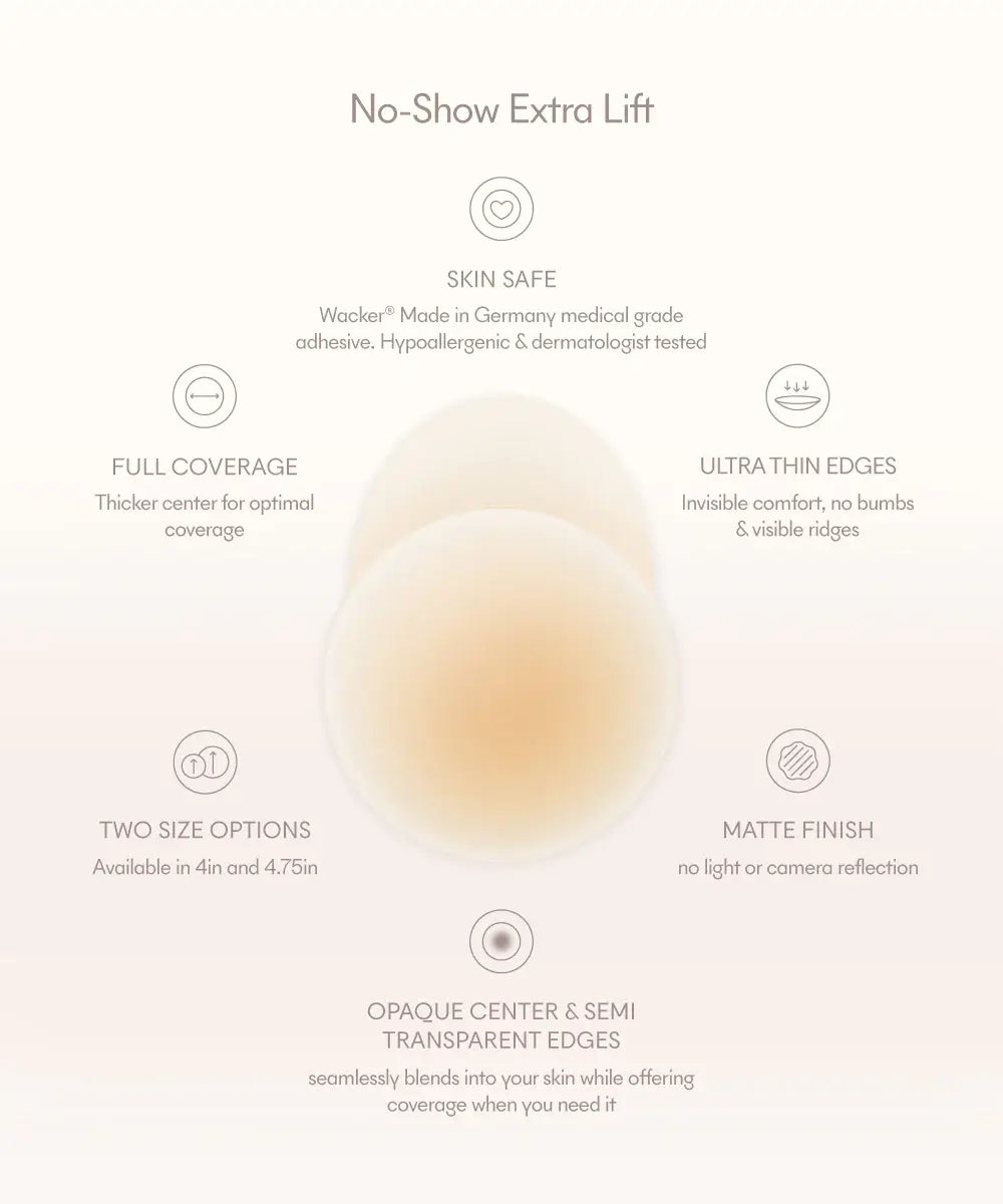 NO SHOW EXTRA LIFT REUSABLE ADHESIVE LIFTING NIPPLE COVERS