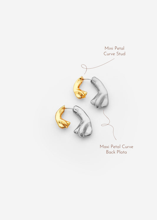 THE MINI PETAL CURVE SILVER AND GOLD