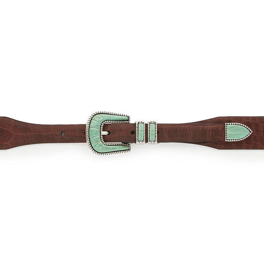 CRAZY COLOR BROWN BELT SOFT TURQUOISE