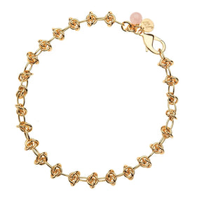 IN A KNOT CHAIN WITH A ROSE QUARTZ BEAD 16"
