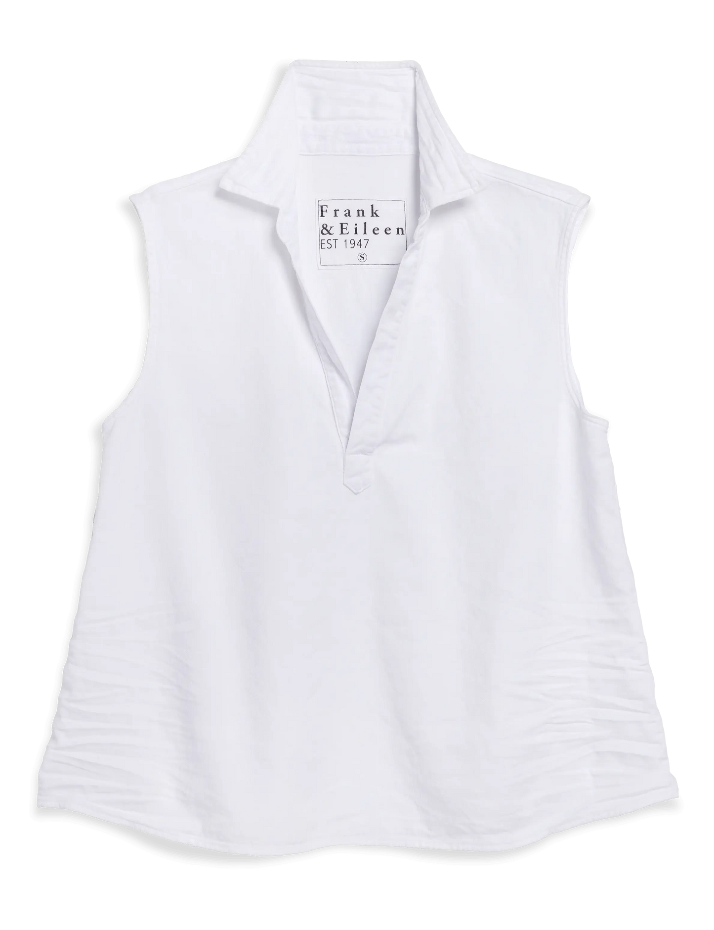 OLIVIA SLEEVELESS POLO- WHITE DENIM
