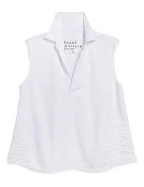 OLIVIA SLEEVELESS POLO- WHITE DENIM