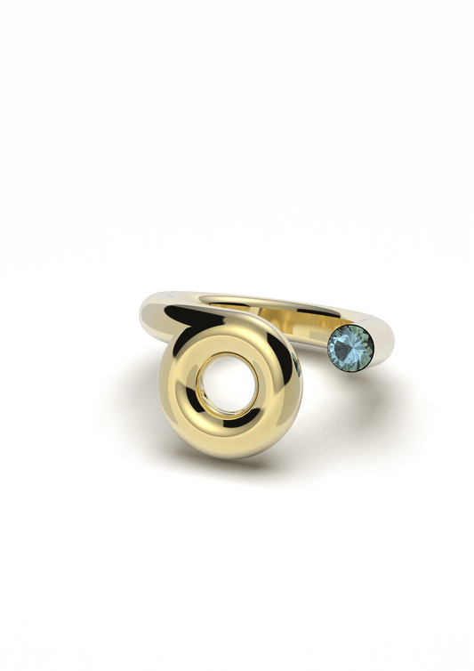 OPEN LOOP RING- GOLD/BLUE TOPAZ