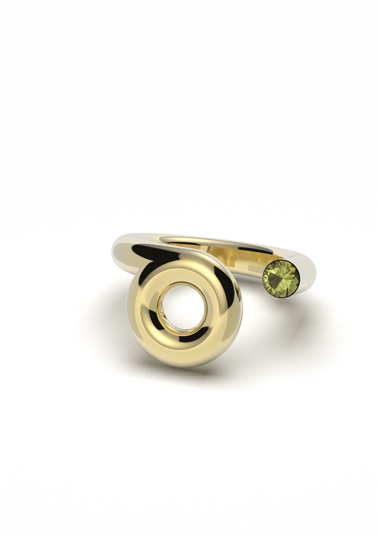 OPEN LOOP RING- GOLD/PERIDOT