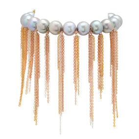 MULTI FRINGE BRACELET- SILVER FRESH WATER PEARLS