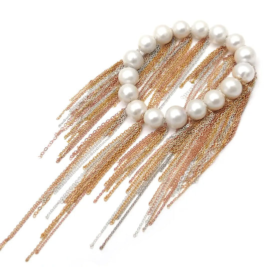Fringe Bracelet- White Fresh Water Pearls, Sterling Silver, Yellow Gold Fill, Rose
Gold Fill