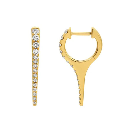 FULL CUT DIAMOND SHORT SPIKE HUGGIE HOOP EARRINGS