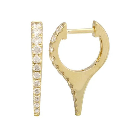 FULL CUT DIAMOND SHORT SPIKE HUGGIE HOOP EARRINGS