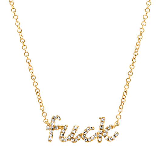 PAVE DIAMOND CURSIVE F*CK NECKLACE