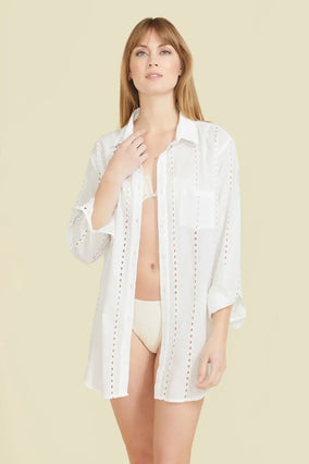 POSITANO SHIRT DRESS IN WHITE