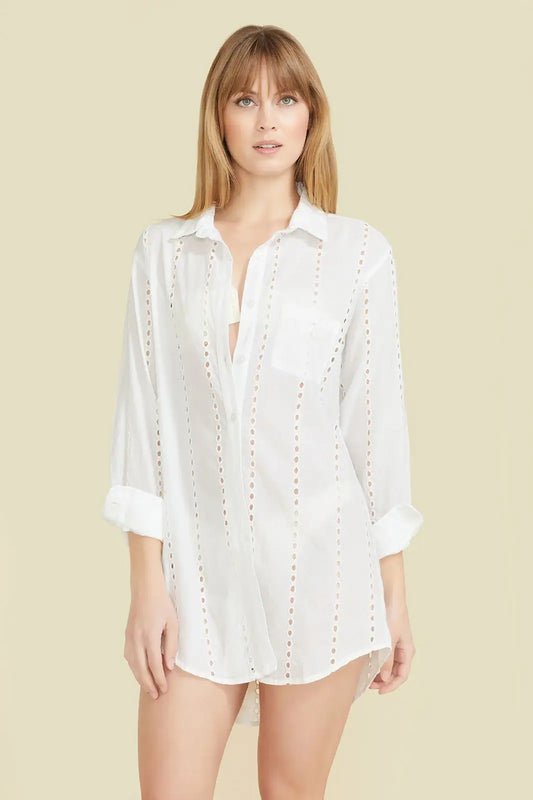 POSITANO SHIRT DRESS IN WHITE