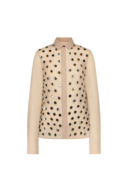 PAILLETTE EMBROIDERED GEORGETTE SHIRT